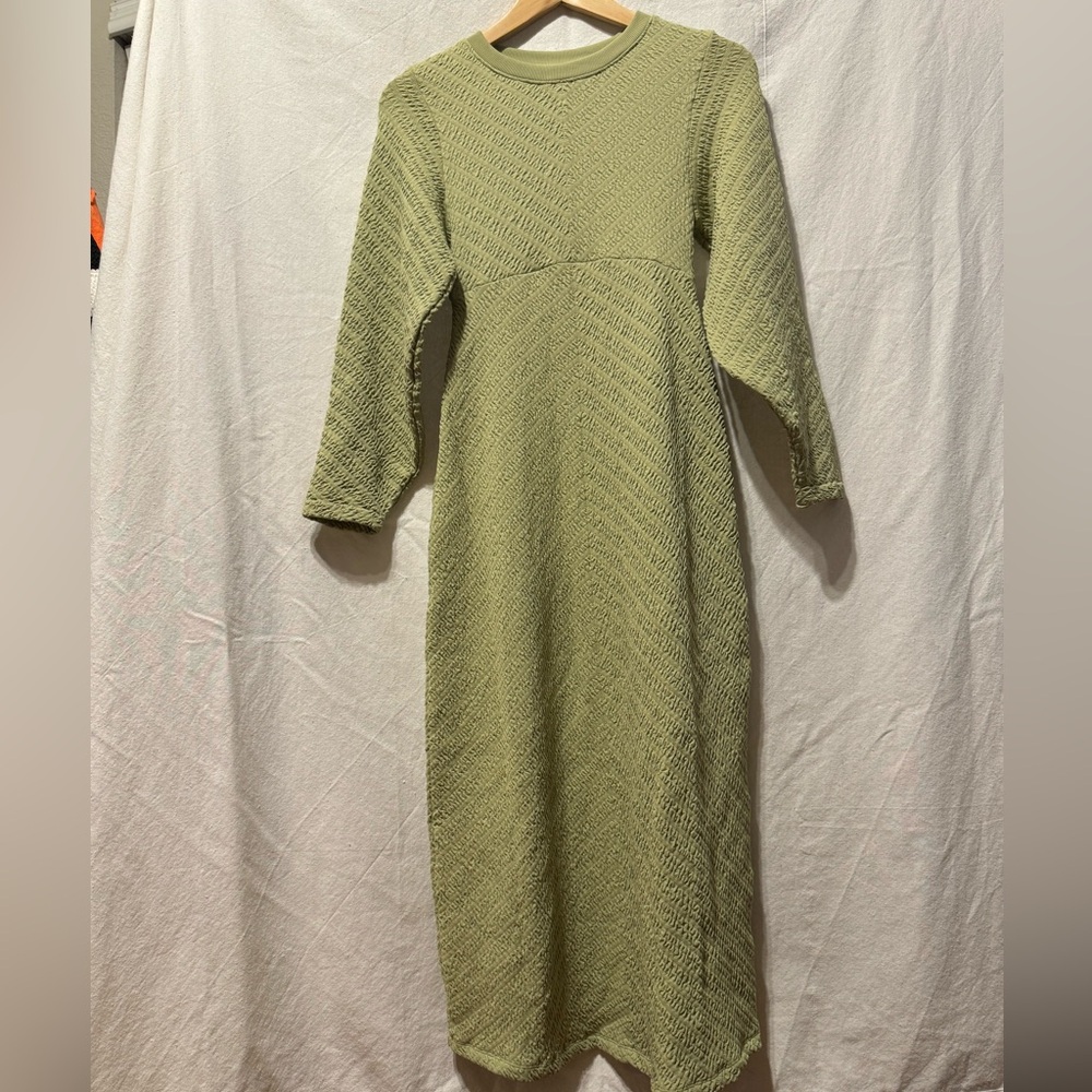 Free People Women’s Midi Sweater Dress Gabby Green Stretch NWOT M/L - Picture 6 of 11